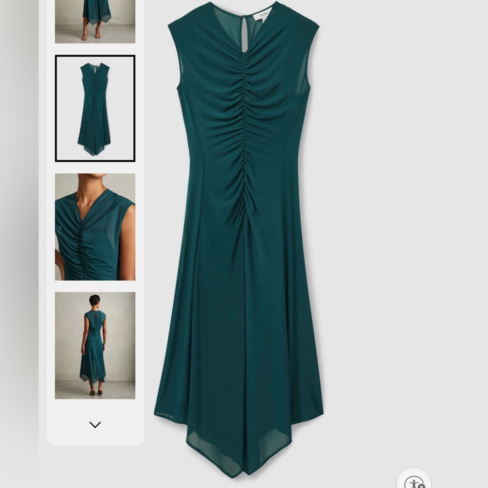 Reiss Lyra Ruched Mesh Midi-Dress